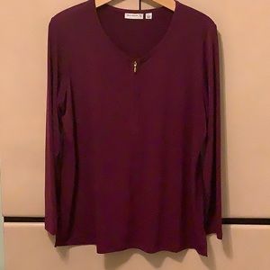 Plum, long sleeve with gold zipper top